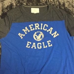 American Eagle L Grey & Blue T Shirt
